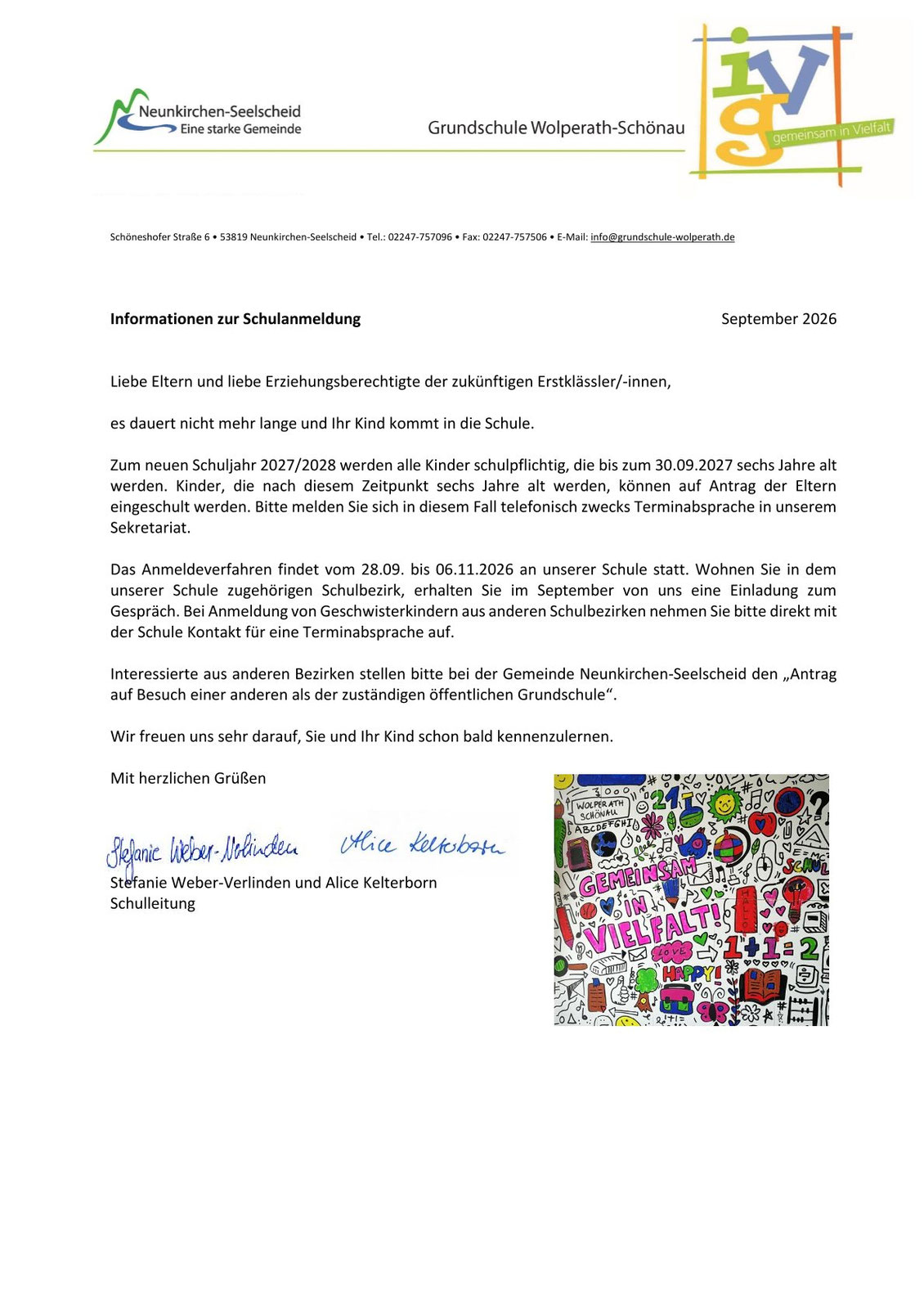 Informationen zur Schulanmeldung